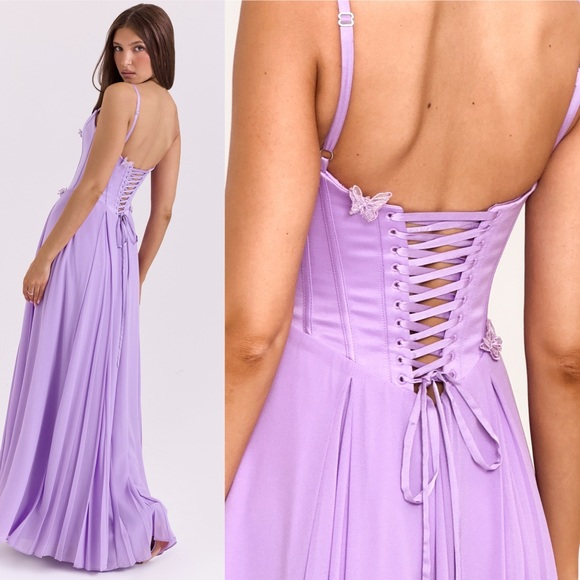 House of CB Lilac Pleated Maxi Dress - Picture 2 of 9